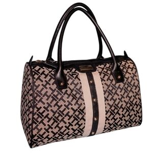Tommy Hilfiger • Monogram Black and Tan Doctor Satchel Hand Bag